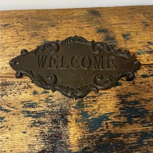 Ornate Cast Iron 'Welcome' Wall Plaque - Black